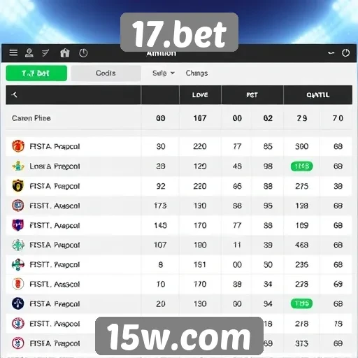 Comparação de odds disponíveis na plataforma 17.bet